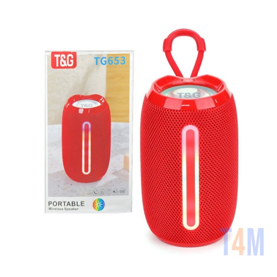 ALTAVOZ INALÁMBRICO T&G TG-653 FM/AUX/USB ROJO